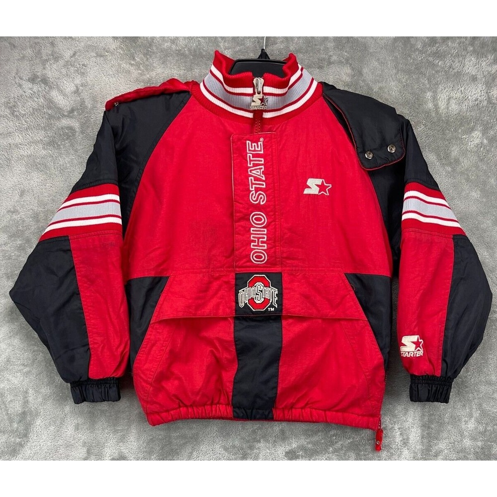 VTG Starter 1/2 Zip Ohio State Buckeyes Hooded Pullover Jacket‎ Size Small Red